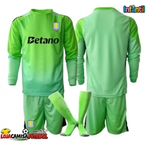 Camisa de Futebol Aston Villa Goleiro Equipamento Secundário Infantil 2025-26 Manga Comprida (+ Calças curtas)
